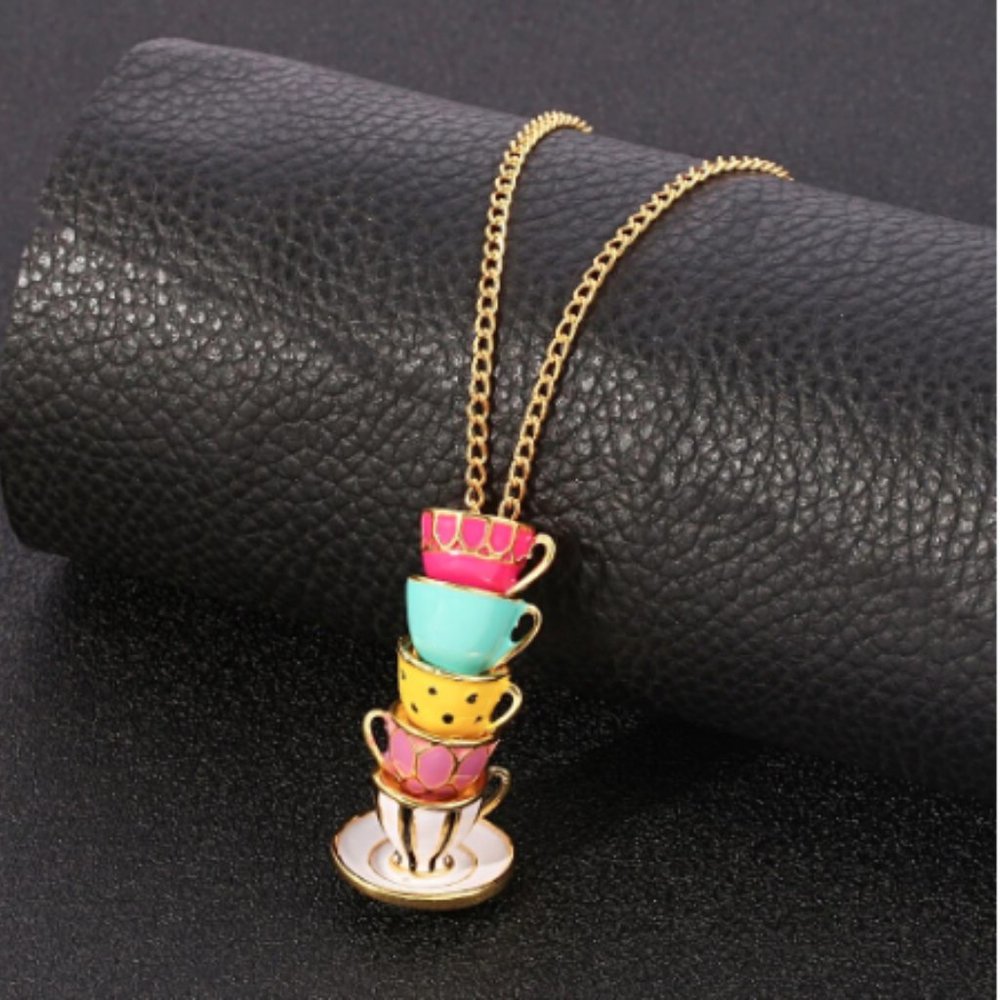 🍏50% OFF/3+...Colorful Teacups Necklace